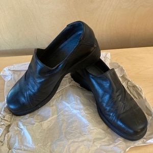 Black Leather Womens Shoes Loafer Slip-On